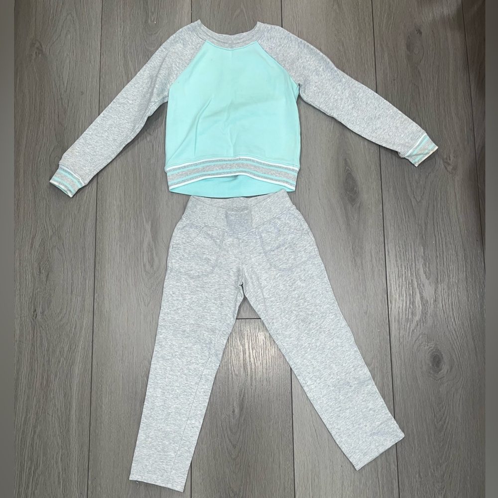 Athletic Works Gray and Mint Green Kids' Sweatshirt and Pants Set